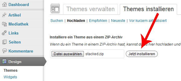 Wordpress Themes jetzt installieren