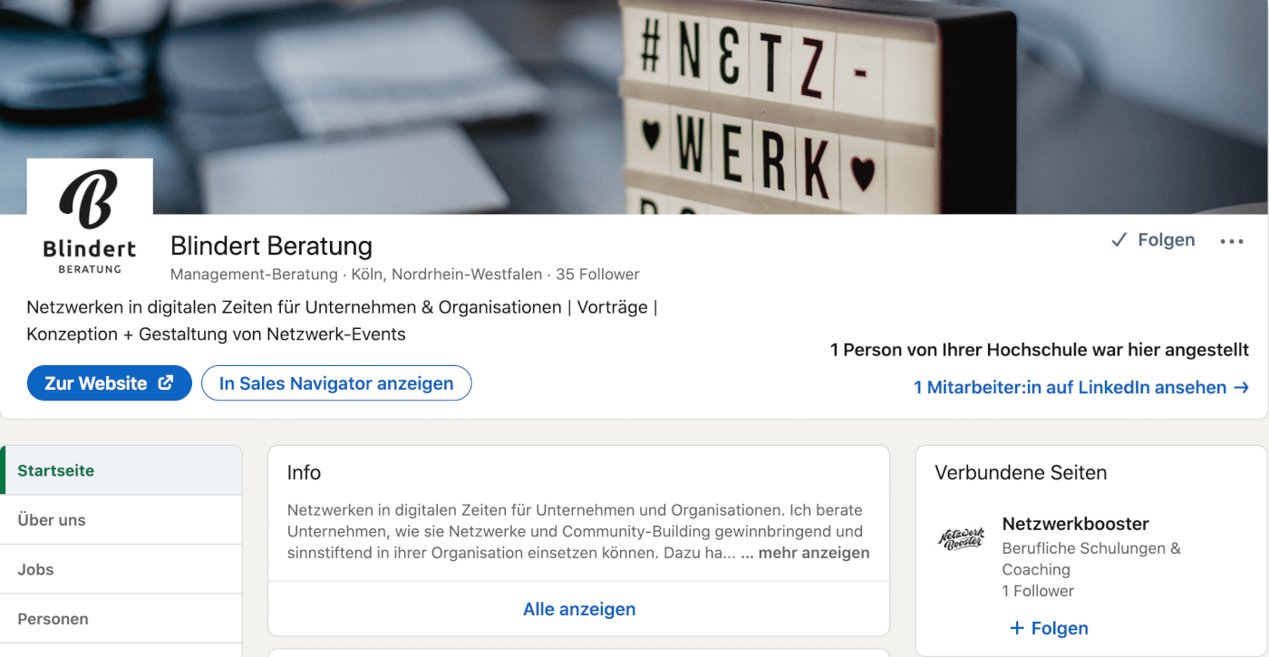 LinkedIn Unternehmensseite