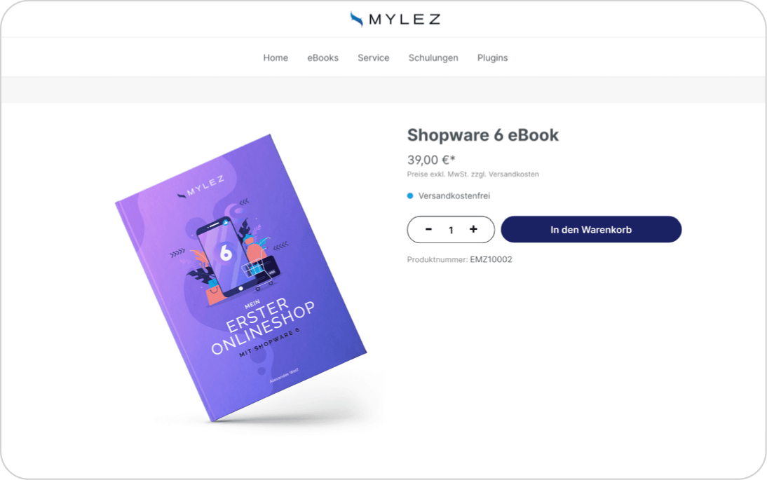 Produktdetailseite im Standard Shopware
