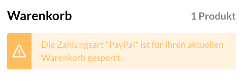 Checkout Zahlungsart gesperrt