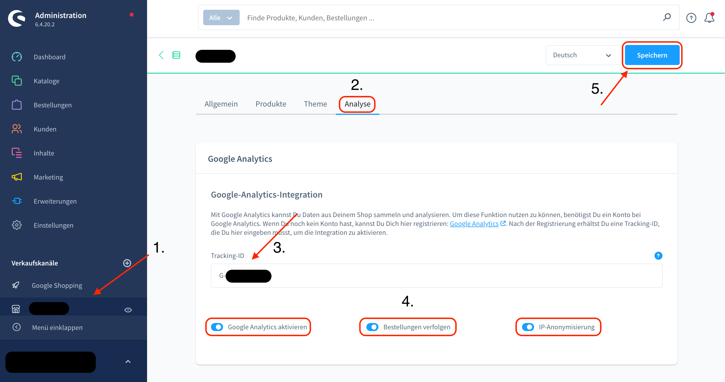 GA4 in Shopware 6.4 Backend
