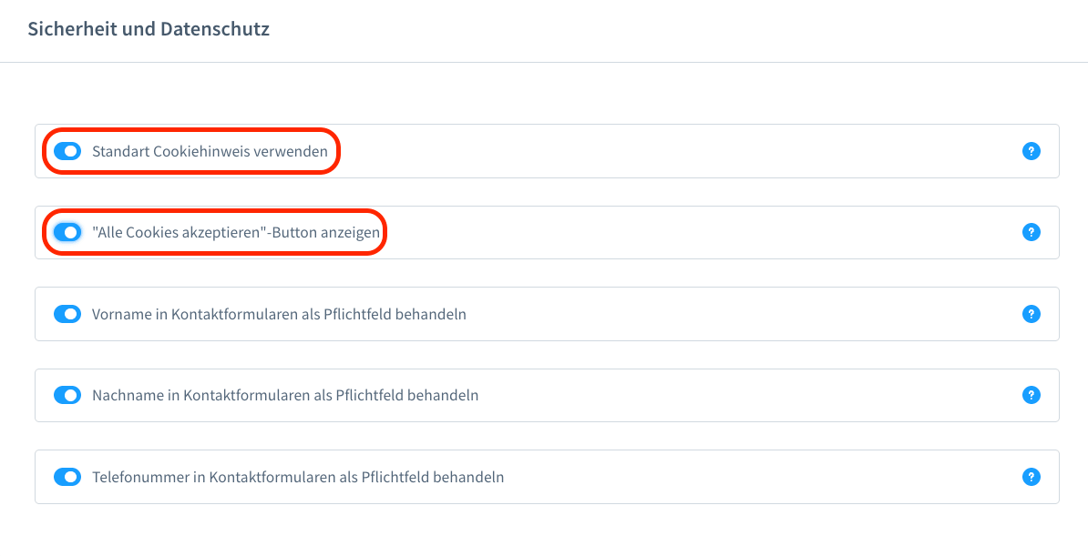 Shopware Standard Cookie Banner