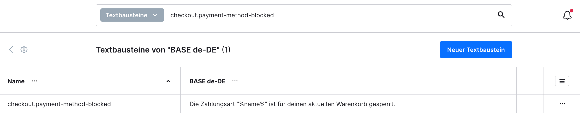 Shopware Textbaustein checkout.payment method blocked