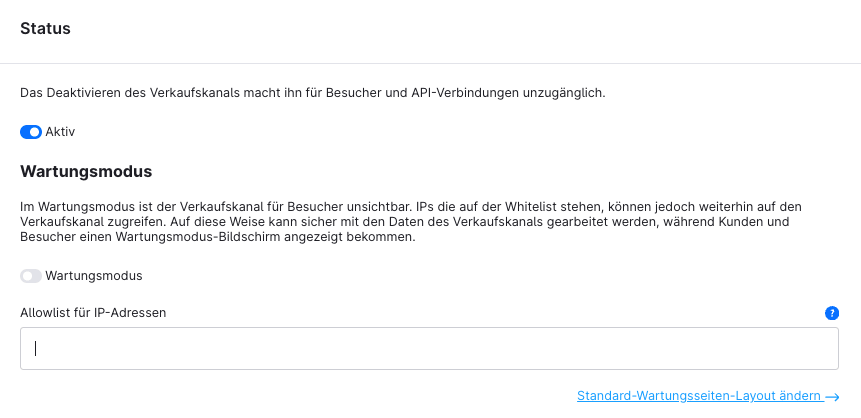 Wartungsmodus aktivieren Shopware 6.7.3.1
