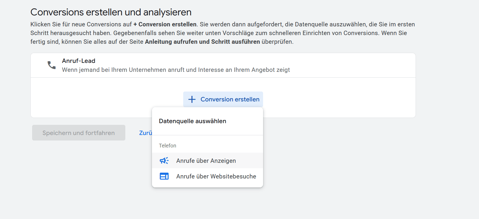 Anrufconversions in Google Ads