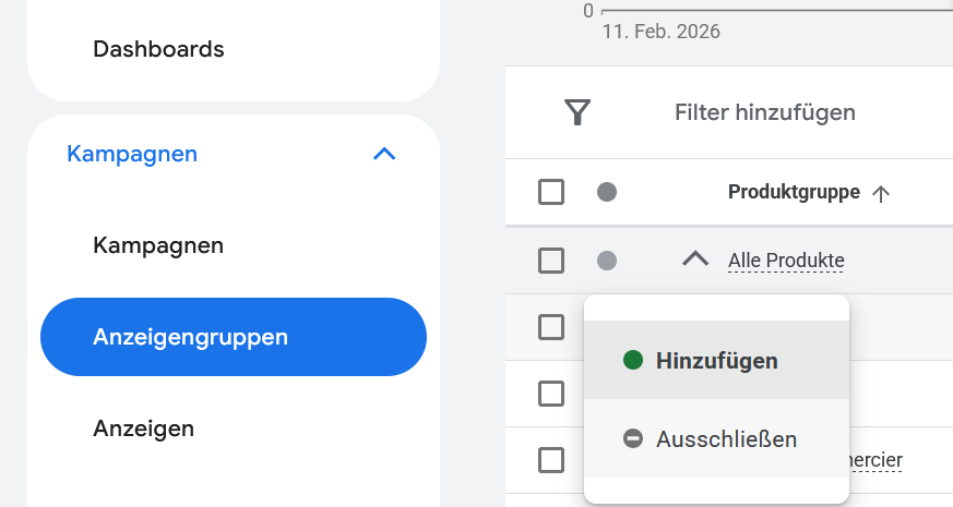 Google Shopping Produkte ausschliessen