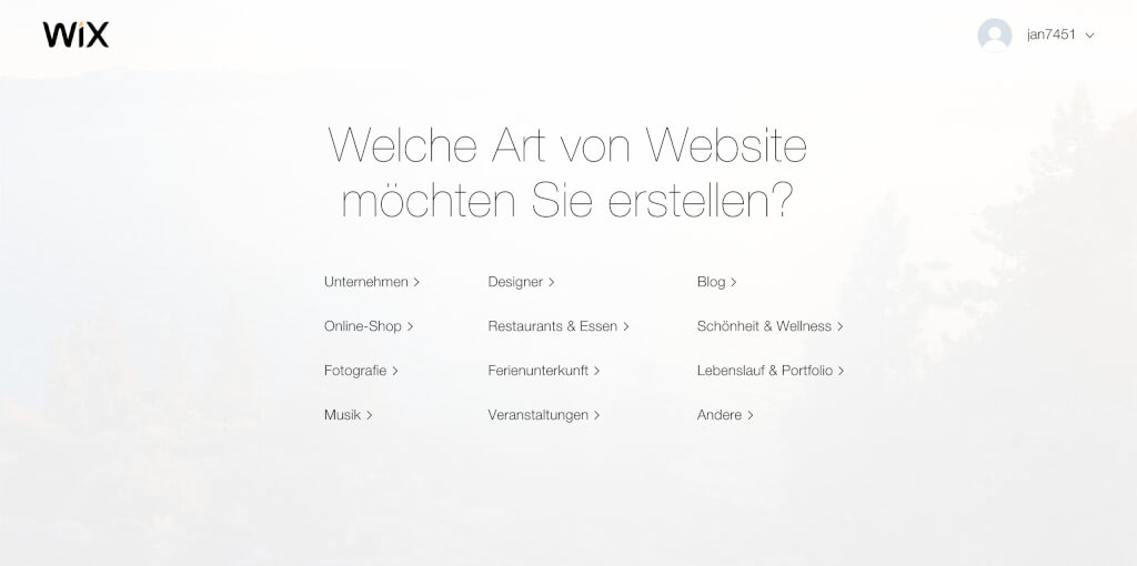 Wix Homepage Branche auswa hlen