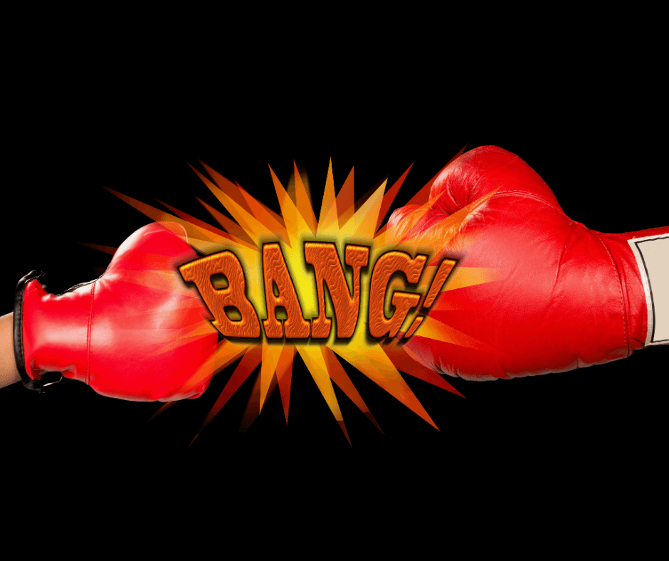 Boxhandschuhe treffen aufeinander und es knallt