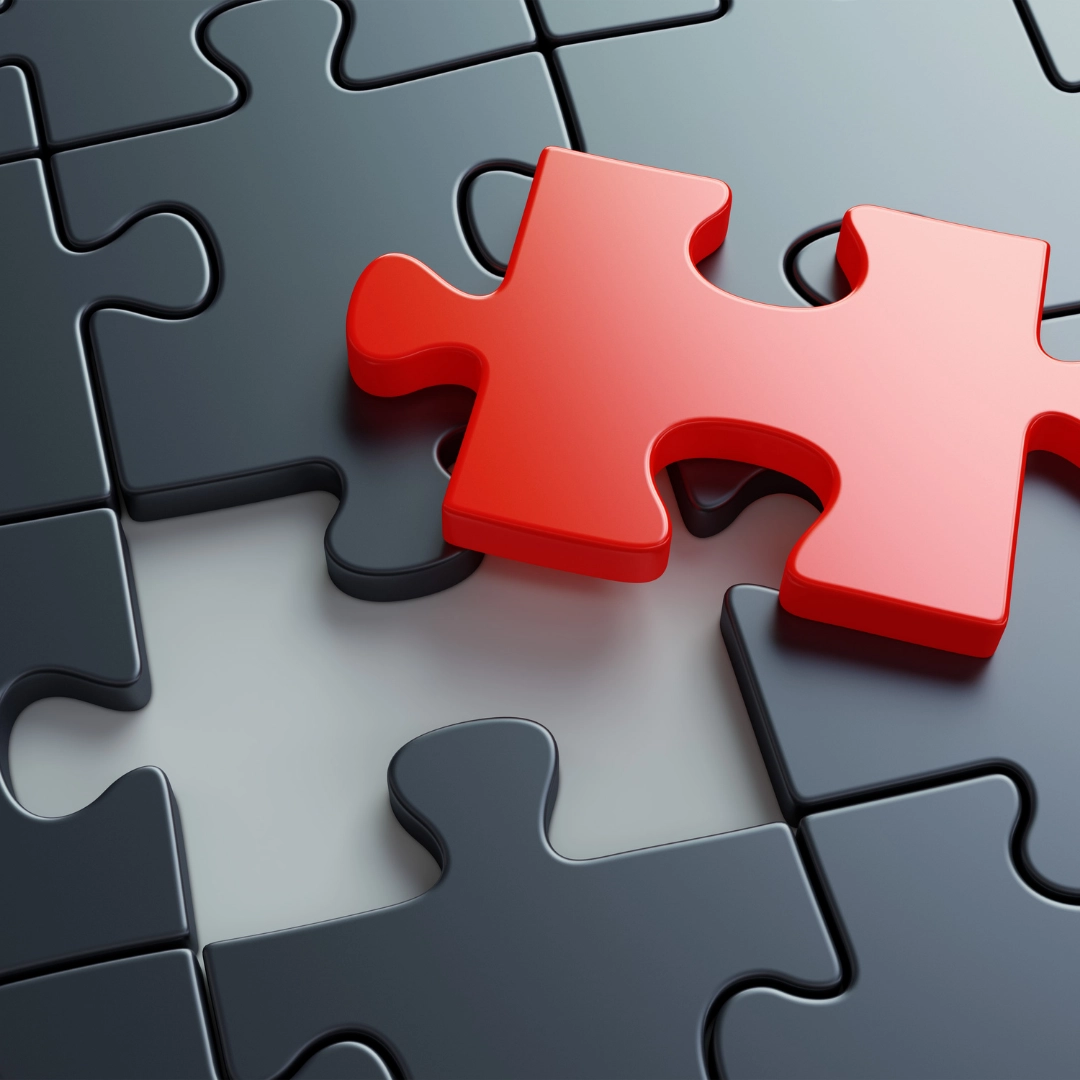 Rotes Puzzleteil wird eingesetzt