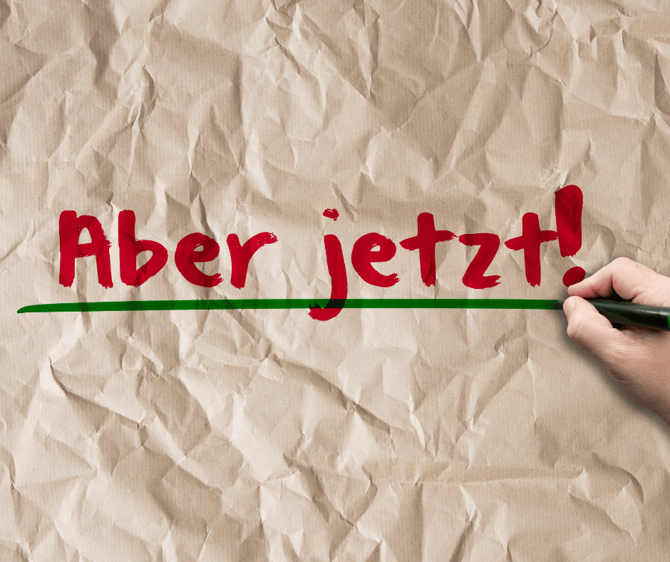 Schriftzug für endgültige Entscheidung und Motivation: Aber Jetzt!