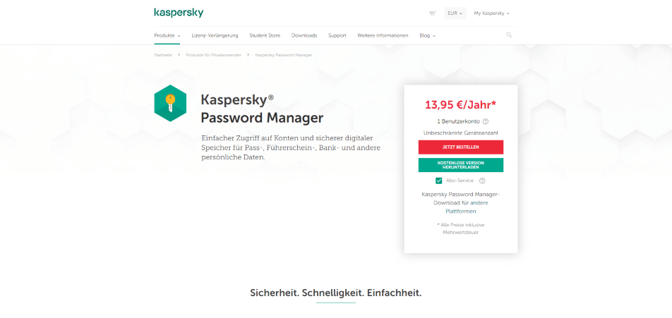 passwort manager kaspersky startseite