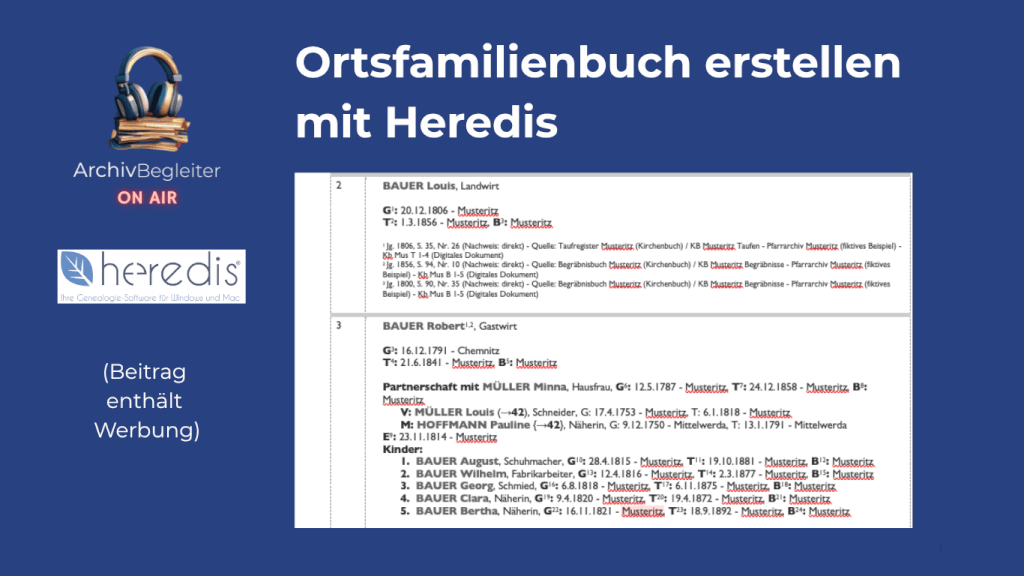 Ortsfamilienbuch erstellen mit Heredis