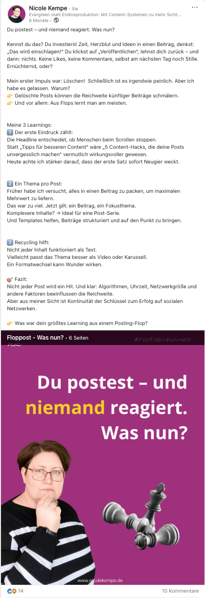 Beispeil Linkedin Beitrag