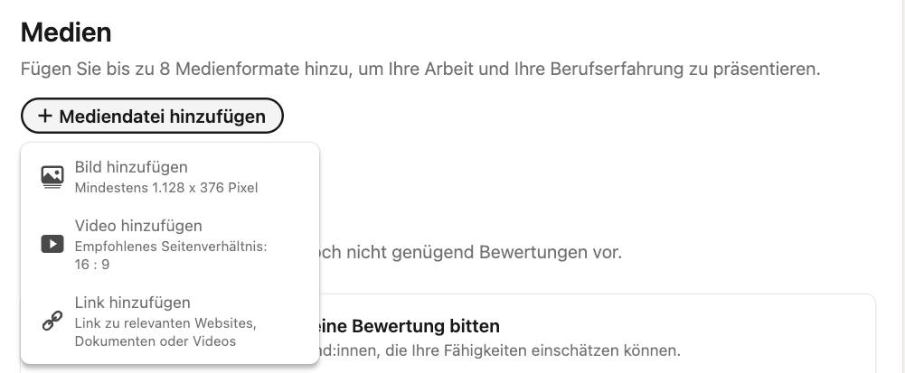 Screenshot Linkedin Medien Serviceleistungen