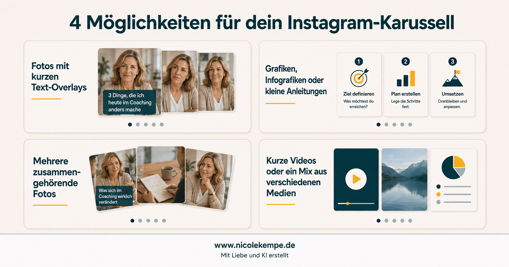 4 instagram Karussel Moeglichkeiten fuer Coaches