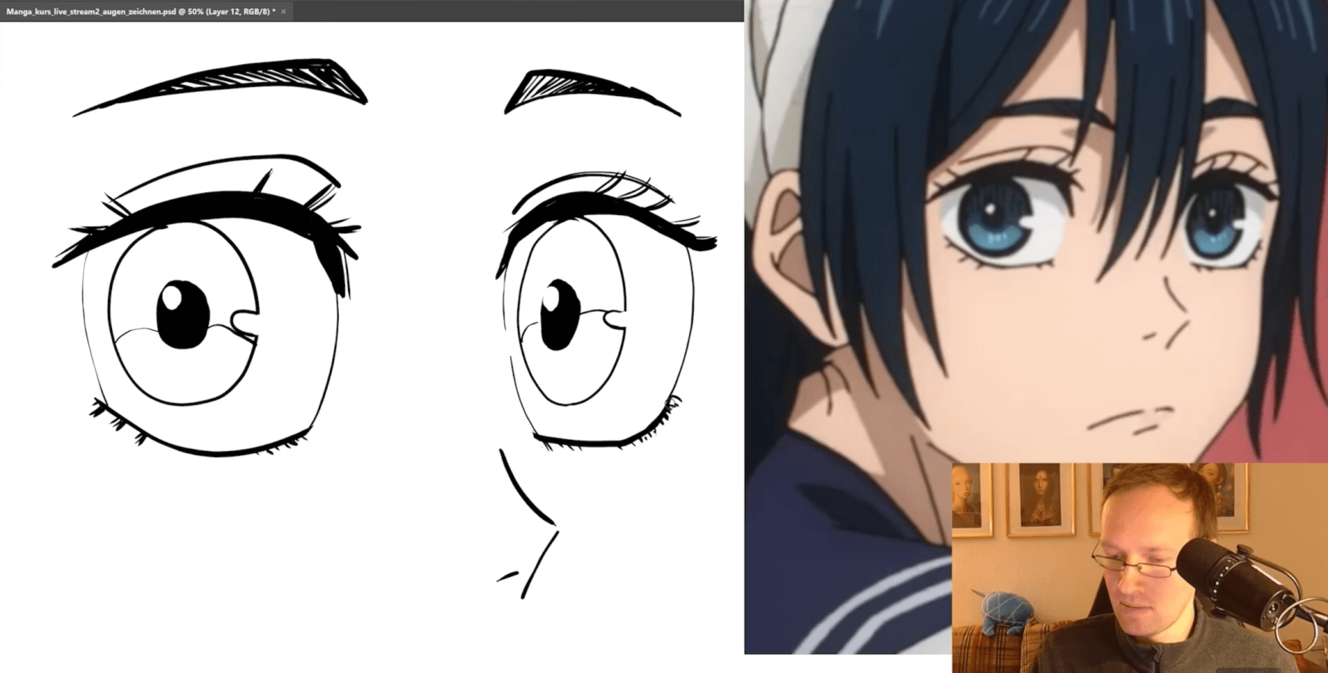 manga gesichter zeichnen live stream augen zeichnen mit referenzen maxim simonenko anime