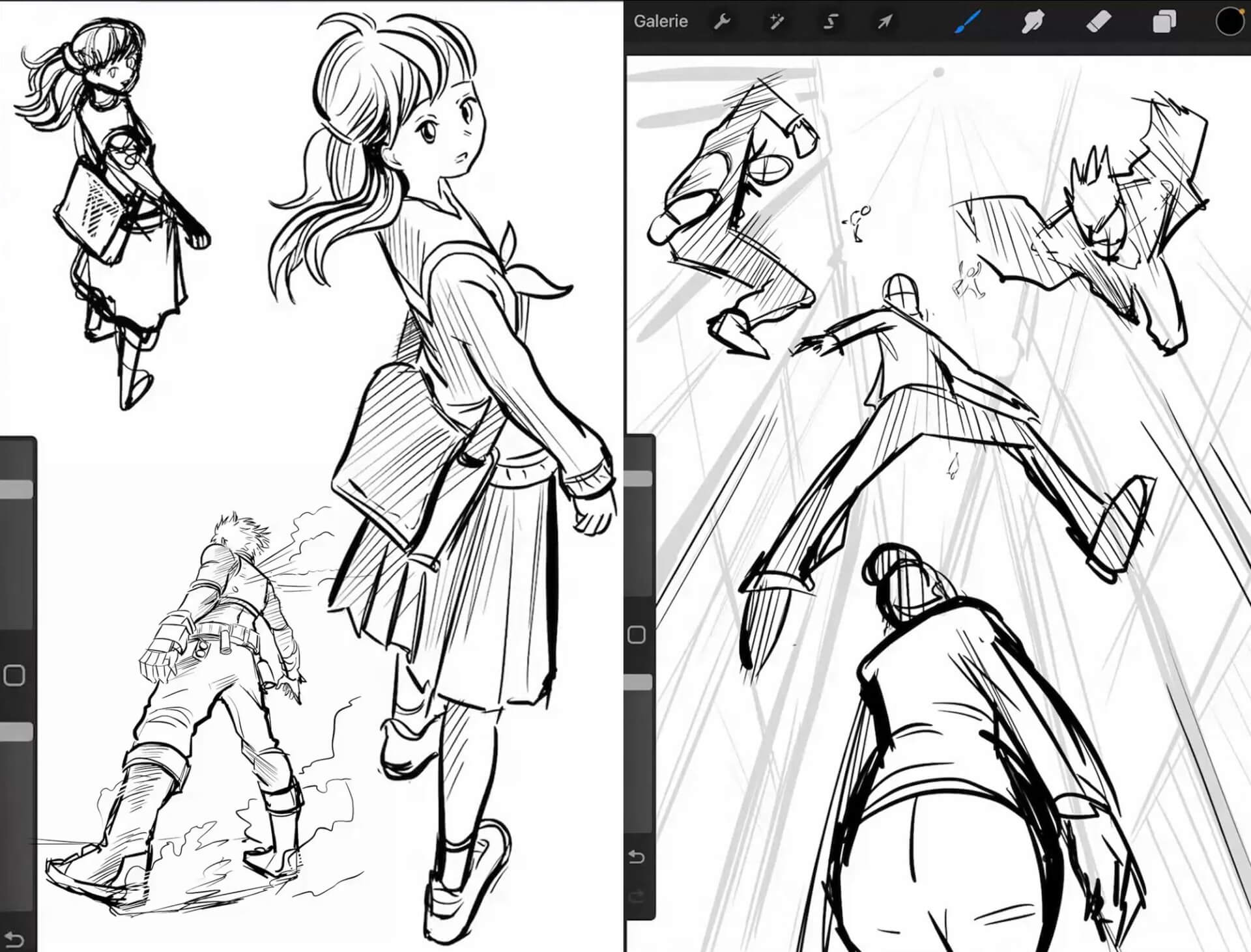 manga challenge zeichnen perspektive dynamik körper szenen