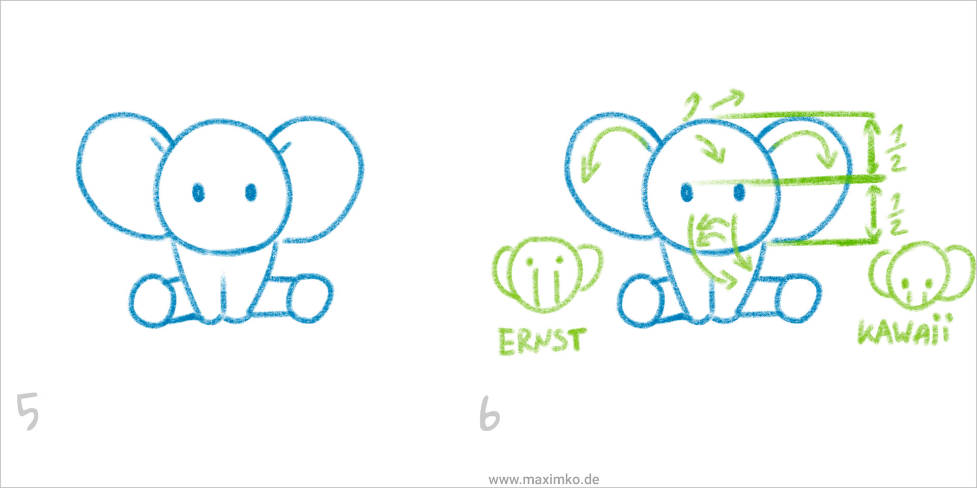 elefant zeichnen einfach kind eltern kawaii schritt5 6 tutorial anleitung zeichenkurs tiere maxim simonenko