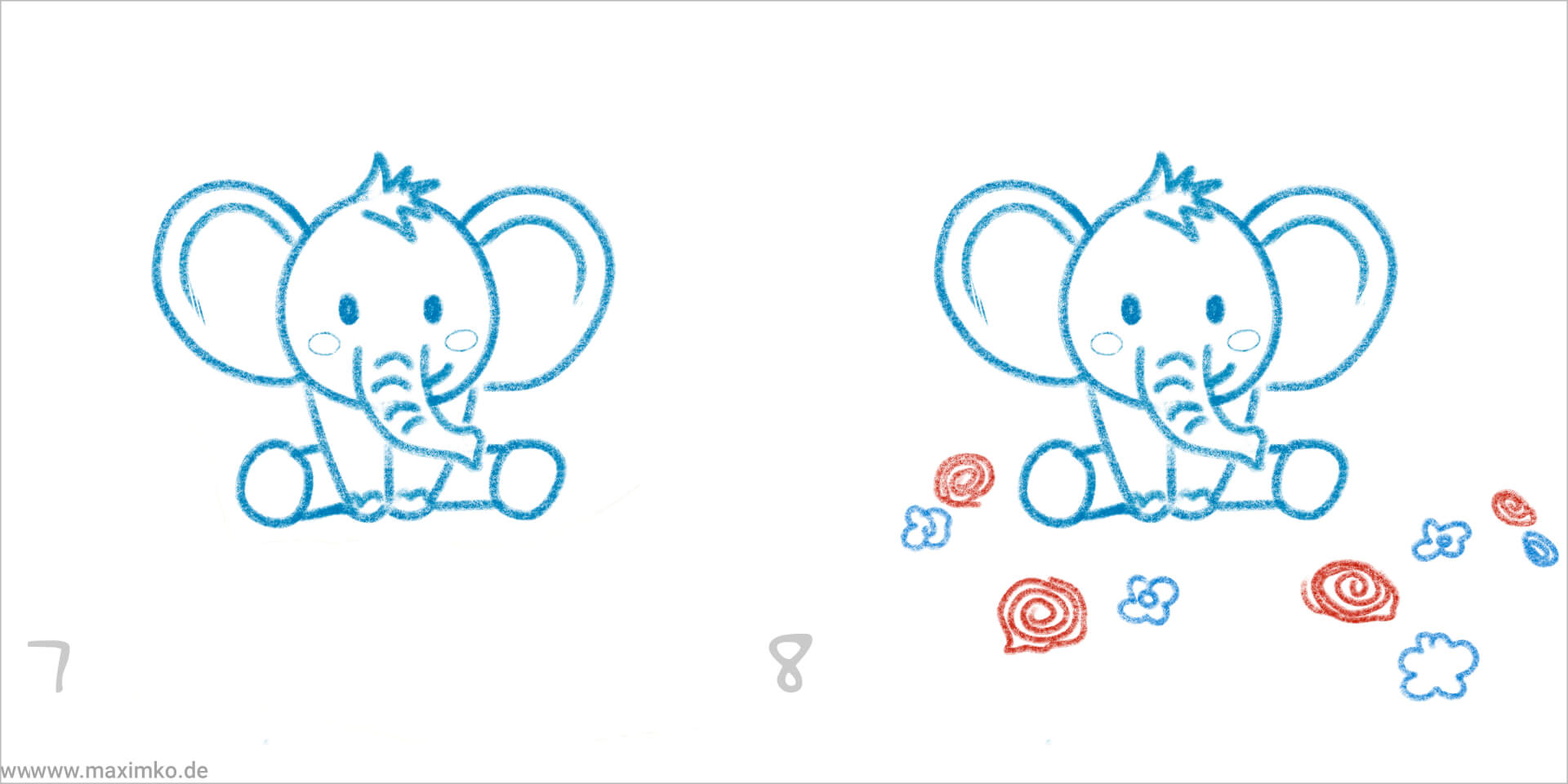 elefant zeichnen einfach kind eltern kawaii schritt7 8 tutorial anleitung zeichenkurs tiere maxim simonenko