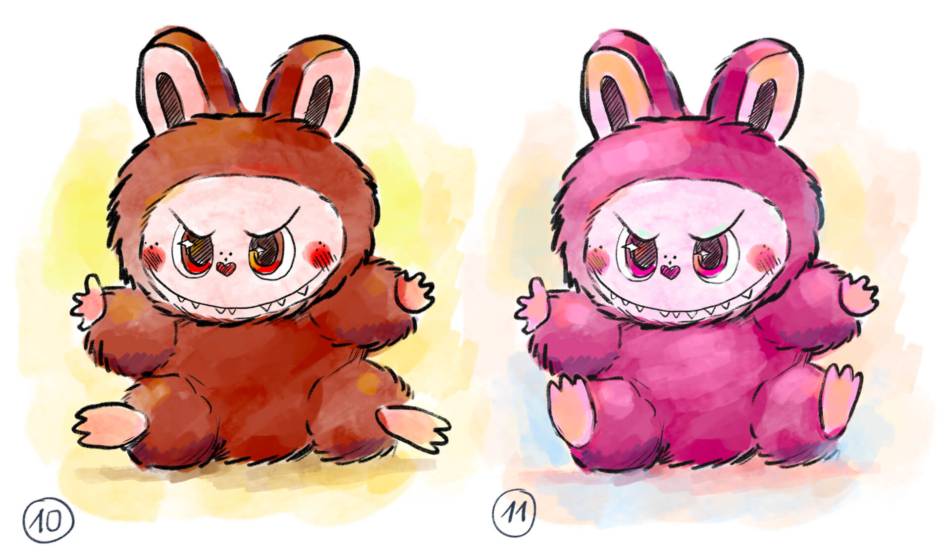 labubu zeichnen tutorial anleitung how to draw step by step anleitung anfaenger leicht maxim simonenko final hintergrund farbspiel color