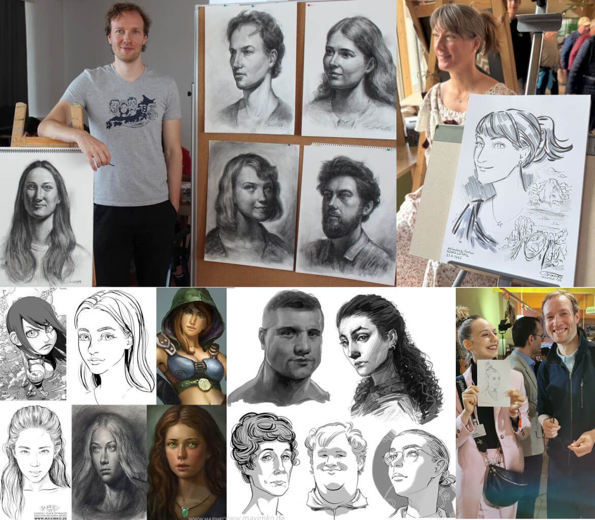 porträts zeichnen portrait lernen kohle bleistift tusche digital procreate kuenstler mit zeichnungen maxim simonenko foto vielseitig kreativ blog beitragsbild