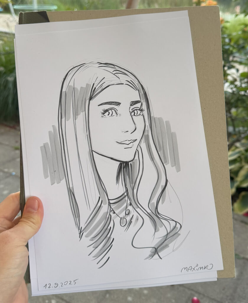 gesichter zeichnen kurs online frau tusche bleistift lange haare portrait