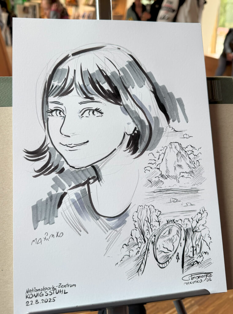 portrait eines mädchen live event rügen tusche lachend