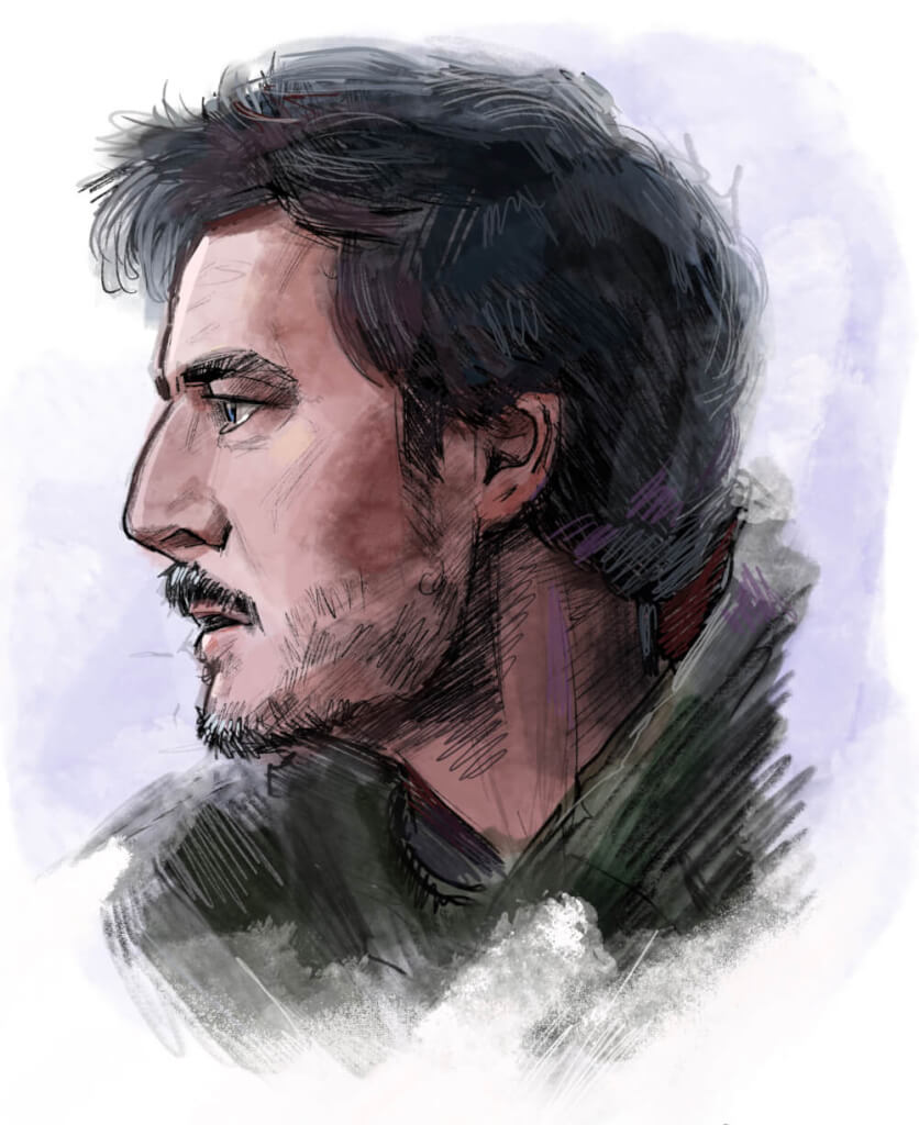 digitales portrait von pedro pascal in procreate ipad