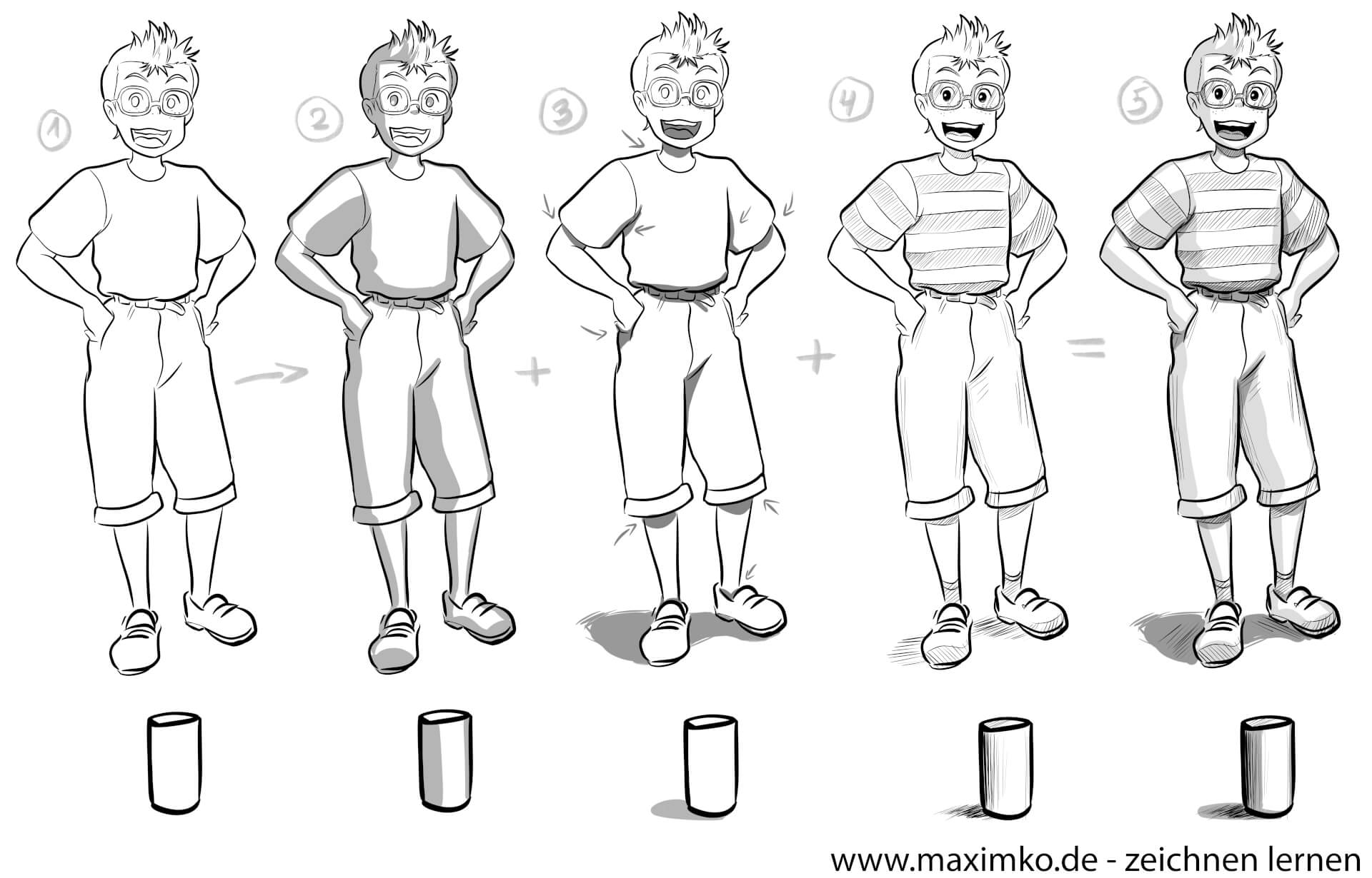 schatten zeichnen lernen manga tutorial erklaerung anime einfach anfaenger beginner dreidimensional charakter