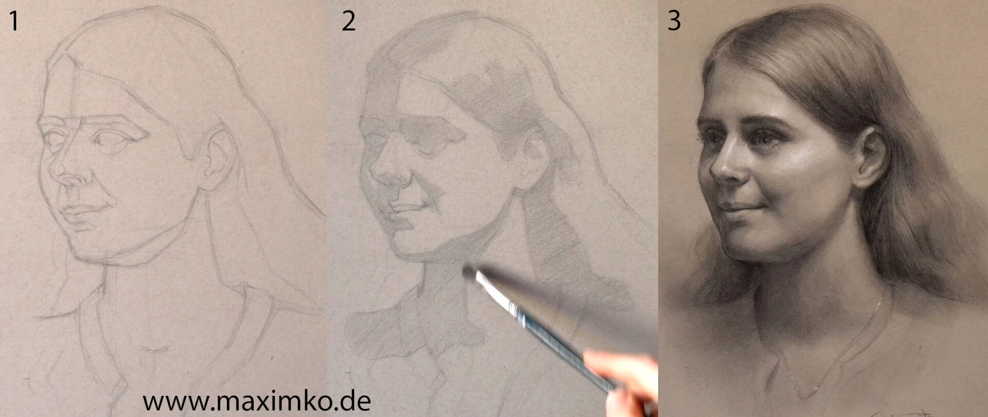 schatten zeichnen realistisch portrait gesicht tutorial anleitung beginner anfaenger simonenko