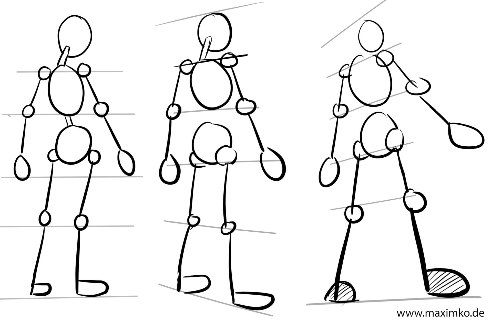 manga koerper perspektive tutorial einfach grundlagen strichmaennchen