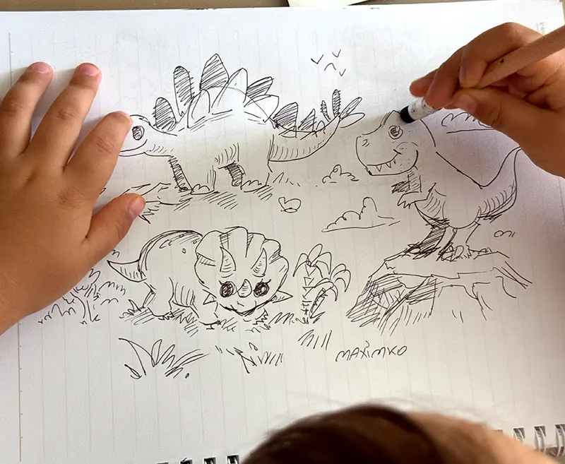 T-Rex und Dinos im Kawaii-Stil zeichnen – Bonus-Workshop für Eltern und Kleinkinder