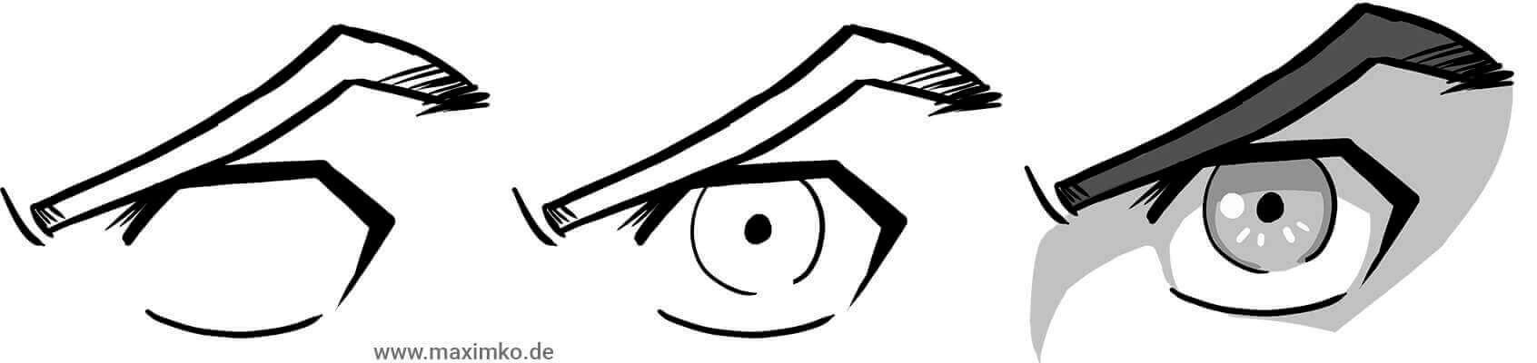 shonen manga augen zeichnen anleitung in drei schritten meistern mit schattierung