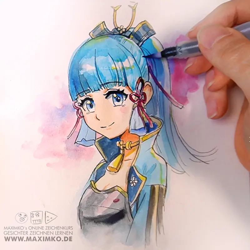 Professionelle Manga Illustration: Schritt für Schritt Koloration eines weiblichen Anime Charakters im Masterkurs.