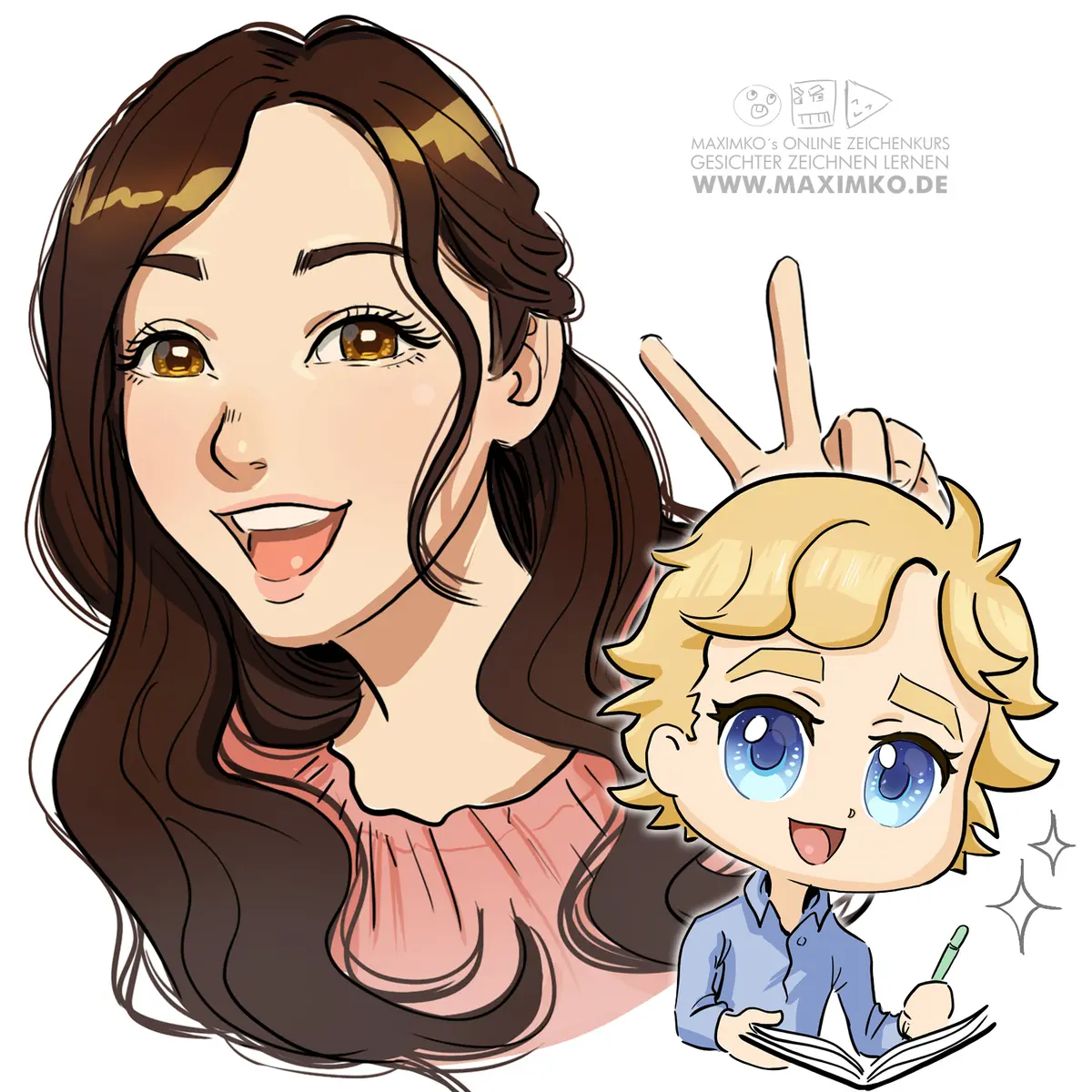 Manga Zeichenkurs Bonus 2: Anleitung für süße Chibi-Charaktere und individuelle Anime Profilbilder.