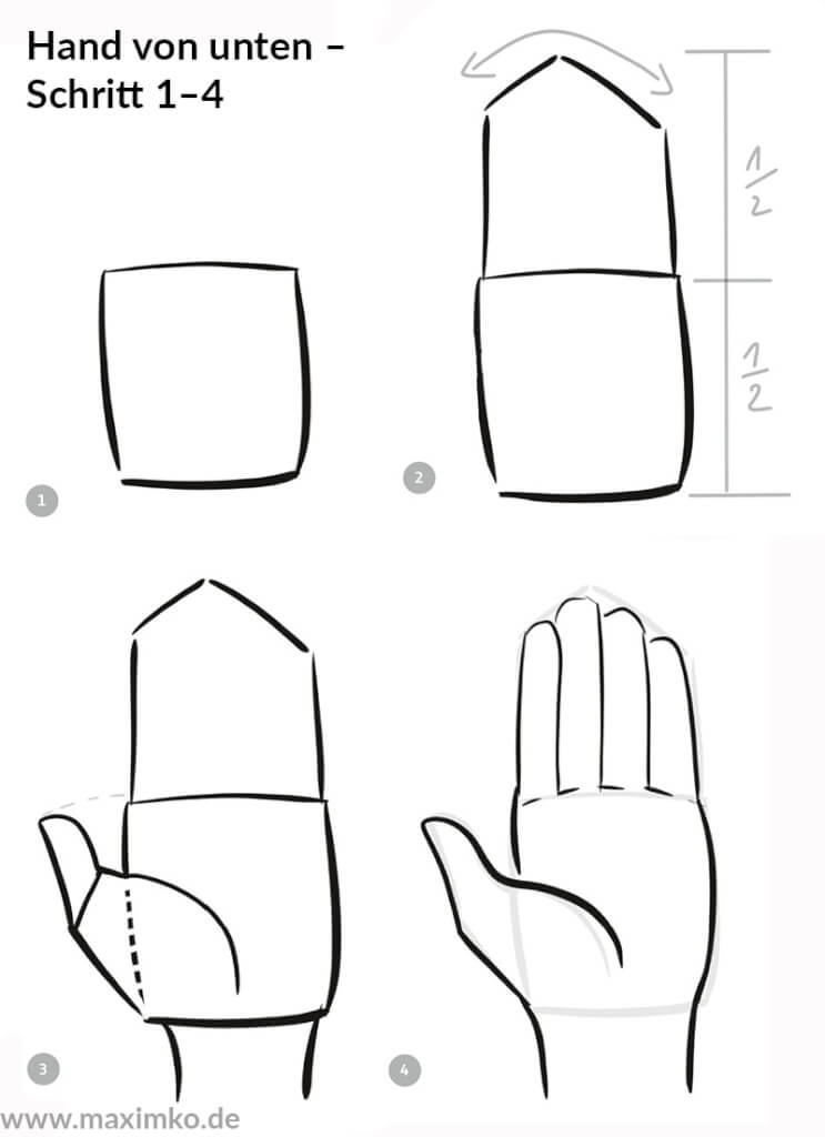 Manga Hand von unten zeichnen – Schritt-für-Schritt Anleitung