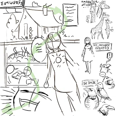 Manga Zeichenkurs Modulbild Seiten planen, Charakter sheets Vorbereitung