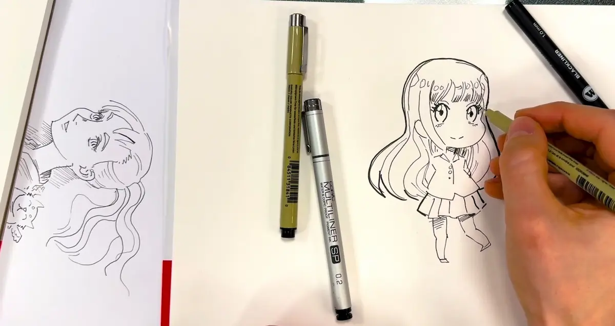 Manga Zeichnungen mit Tuschefeder und Pigmentlinern live gezeichnet