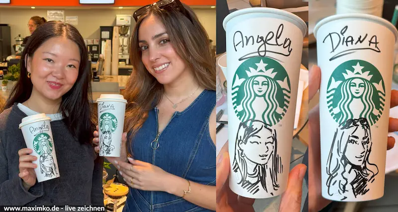 Einfache Tusche-Zeichnung von zwei erkennbaren Gesichtern – Einführungskurs Portrait zeichnen von Maxim Simonenko