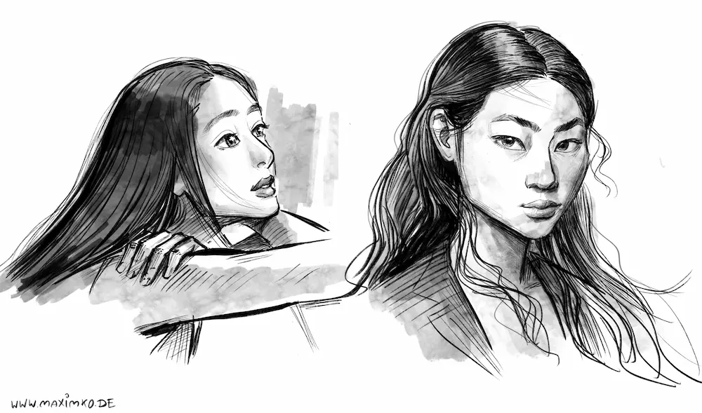 portrait zeichnen anfaänger beginner asiatische frauen portraits zeichnen kpop jpop squid games fanart