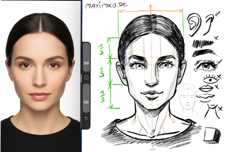 gesichter zeichnen lernen grundlagen proportionen stirn nase kinn mit tipps zum zeichnen von augen hals und augenbrauen mit foto referenz