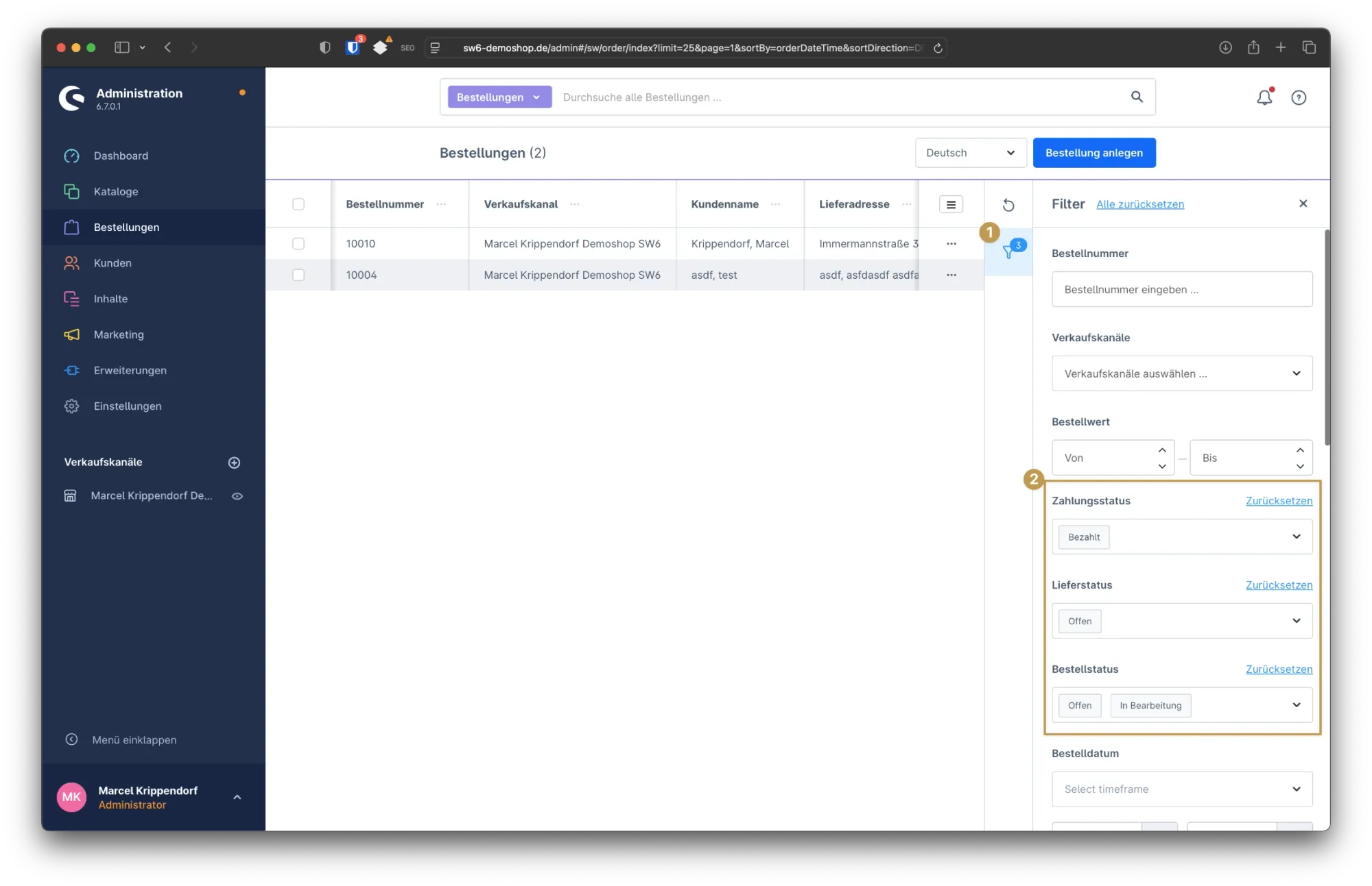 sw simplyworks bestellungen filtern 1 2