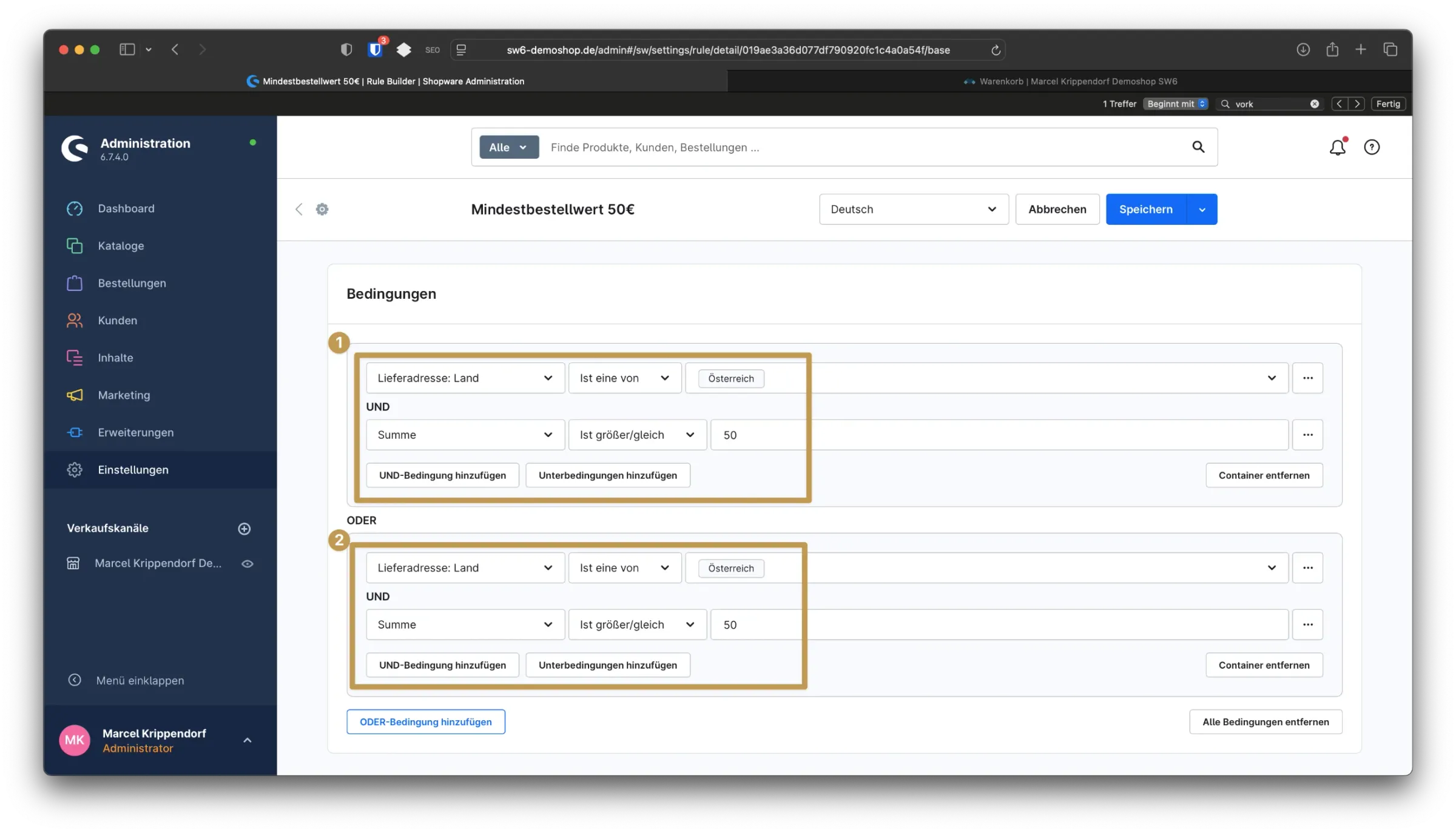 sw simplyworks shopware mindestbestellwert ohne plugins 6 2