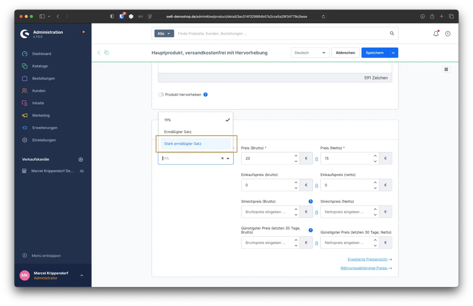 sw simplyworks steuereinstellungen shopware6 4 2