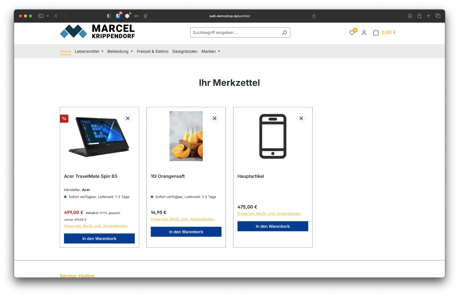 Wunschliste in Shopware 6 aktivieren