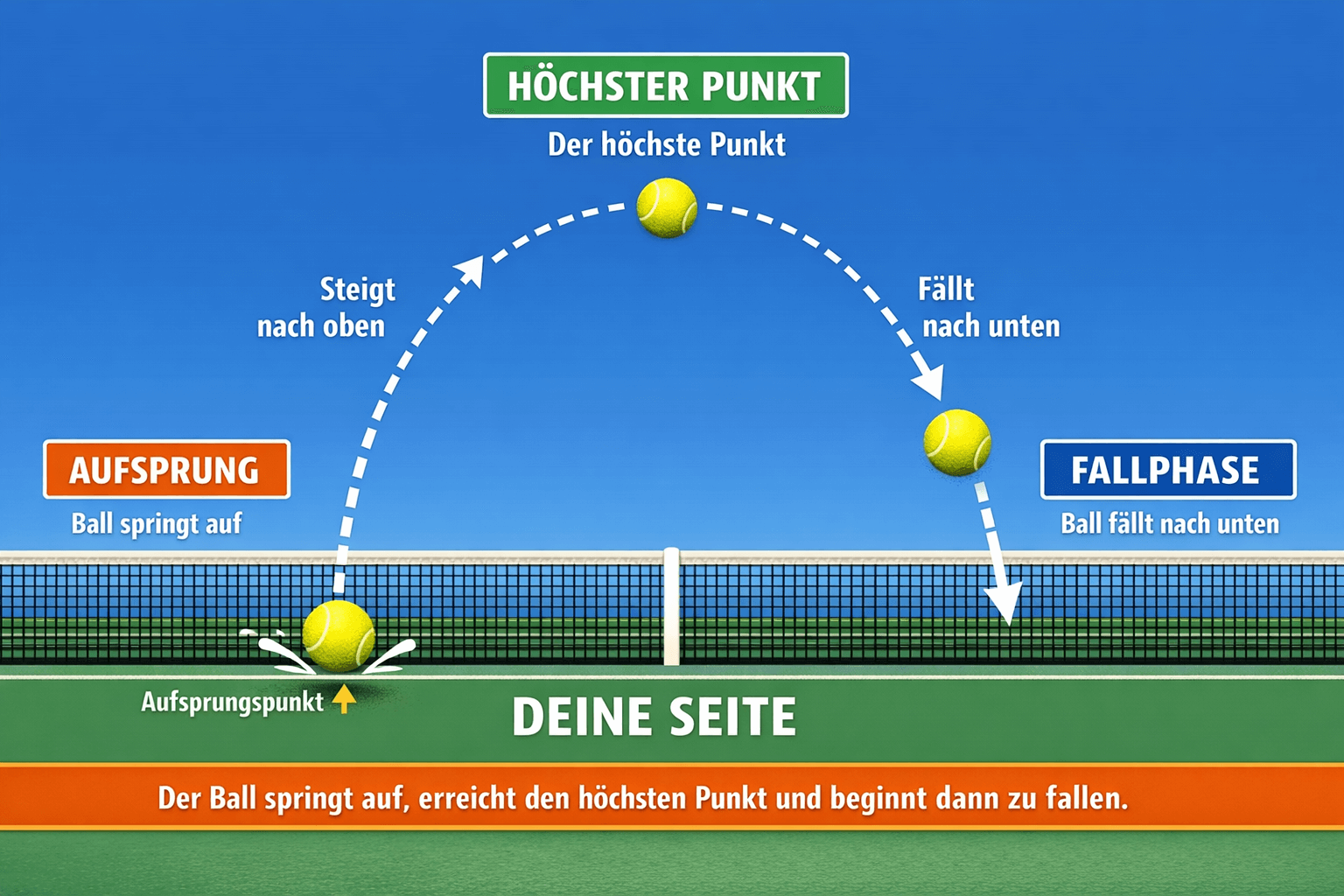 infografik topspin flugbahn