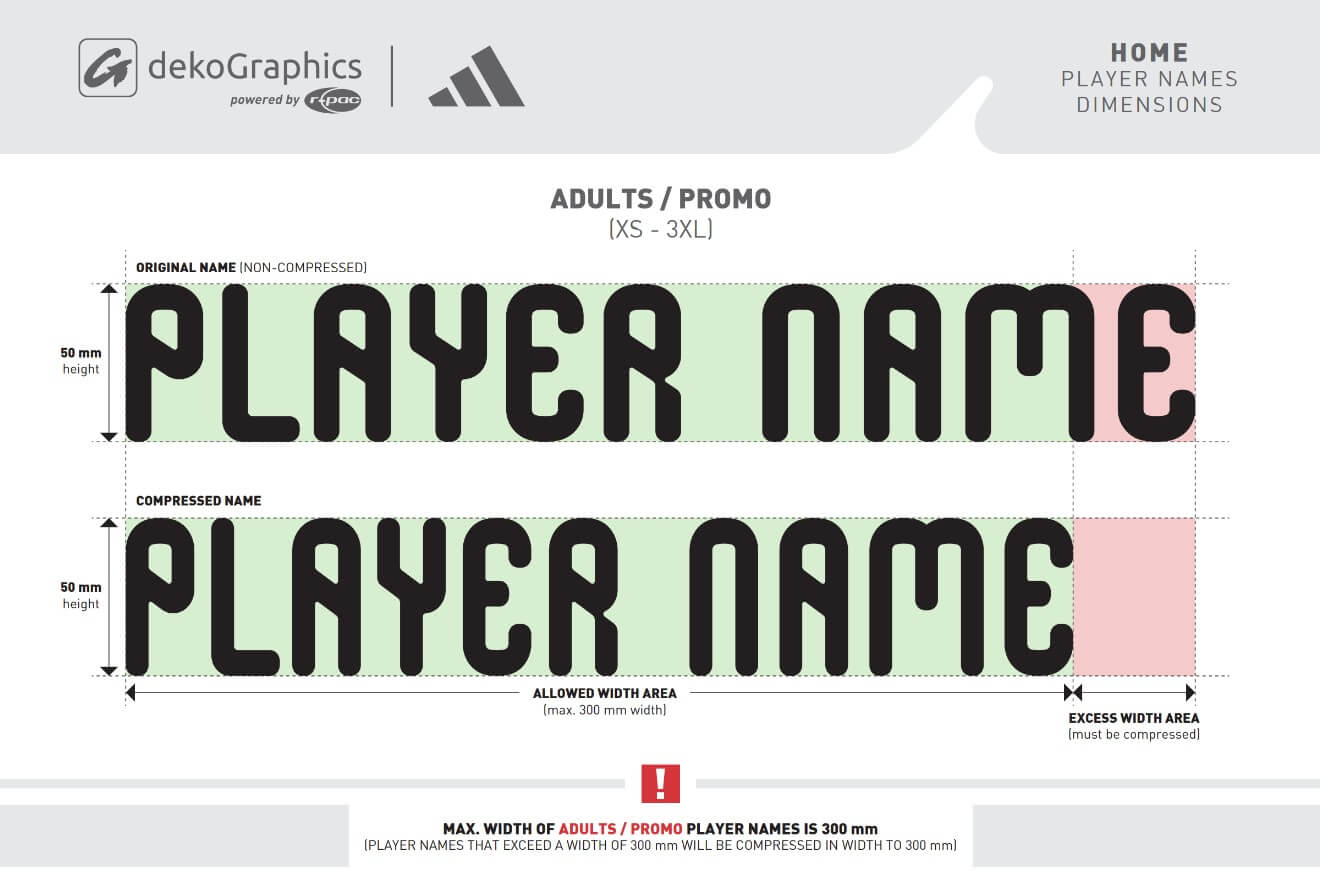 dekoGraphics adidas official names and numbers heat transfers player names