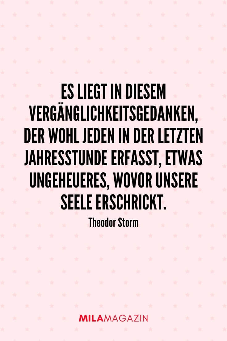 „Es liegt in diesem Vergänglichkeitsgedanken, der wohl jeden in der letzten Jahresstunde erfasst, etwas Ungeheueres, wovor unsere Seele erschrickt.“ – Theodor Storm | 51 Neujahrswünsche | MILAMAGAZIN