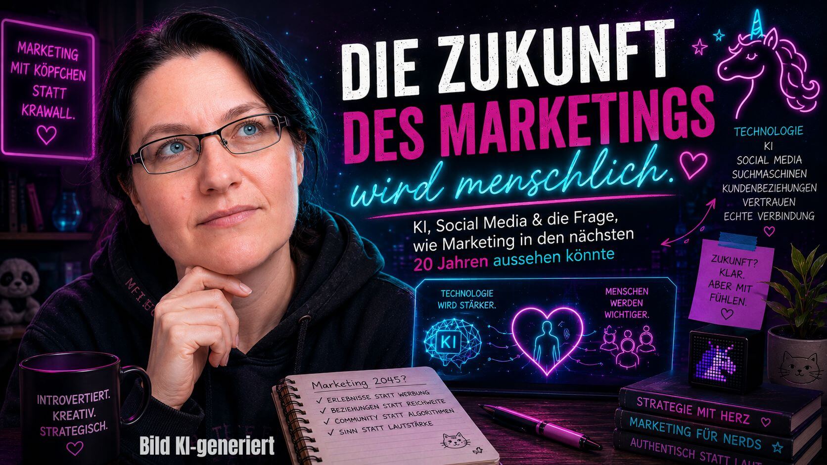 Marketing verändert sich. Wie wlchen einfluss haben KI. Data-Driven Marketing & Co auf die Branche und die Art wie wir digital als Unternehmen kommunizieren. Ein Marketing Vortrag von Platti Lorenz. Marketing in flauschig