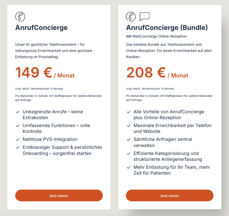 PraxisConcierge Preise Juli 2025